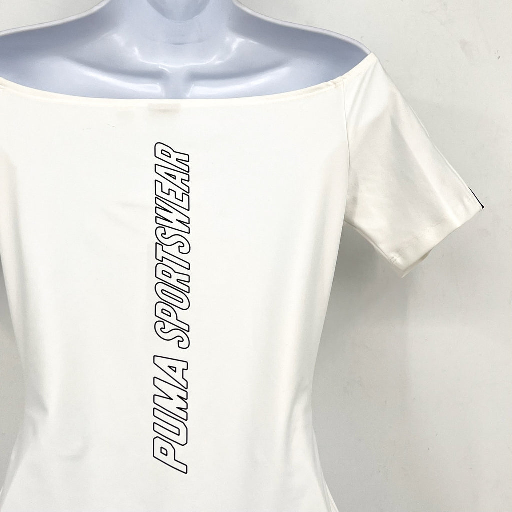 PUMA Women's XTG Bodysuit Shirt Medium White Multicolor Off Shoulder NWT