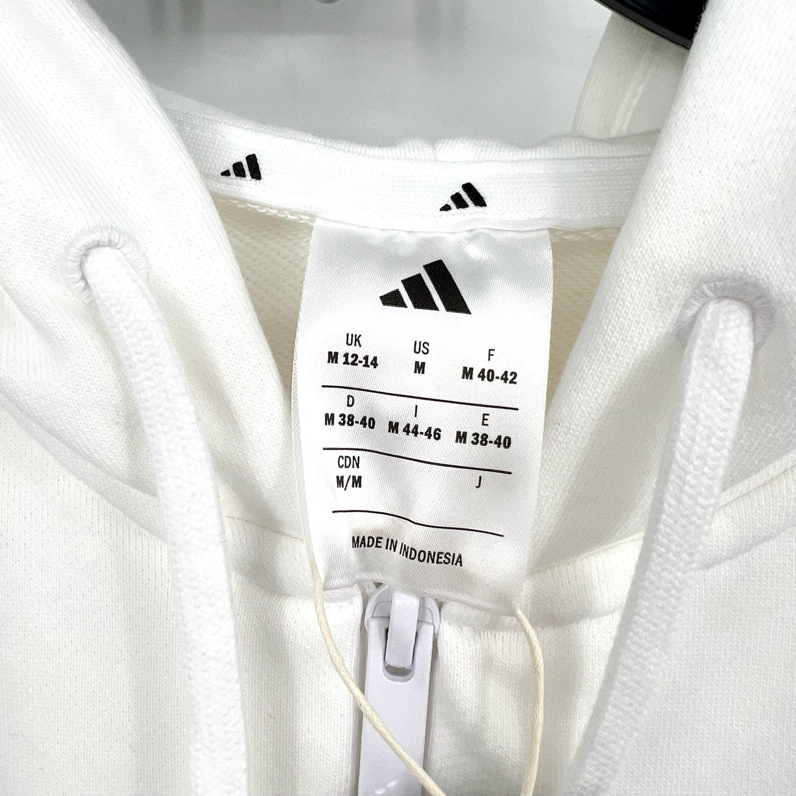ADIDAS Essentials 3-Stripes French Terry Quarter-Zip Hoodie Medium White NWT