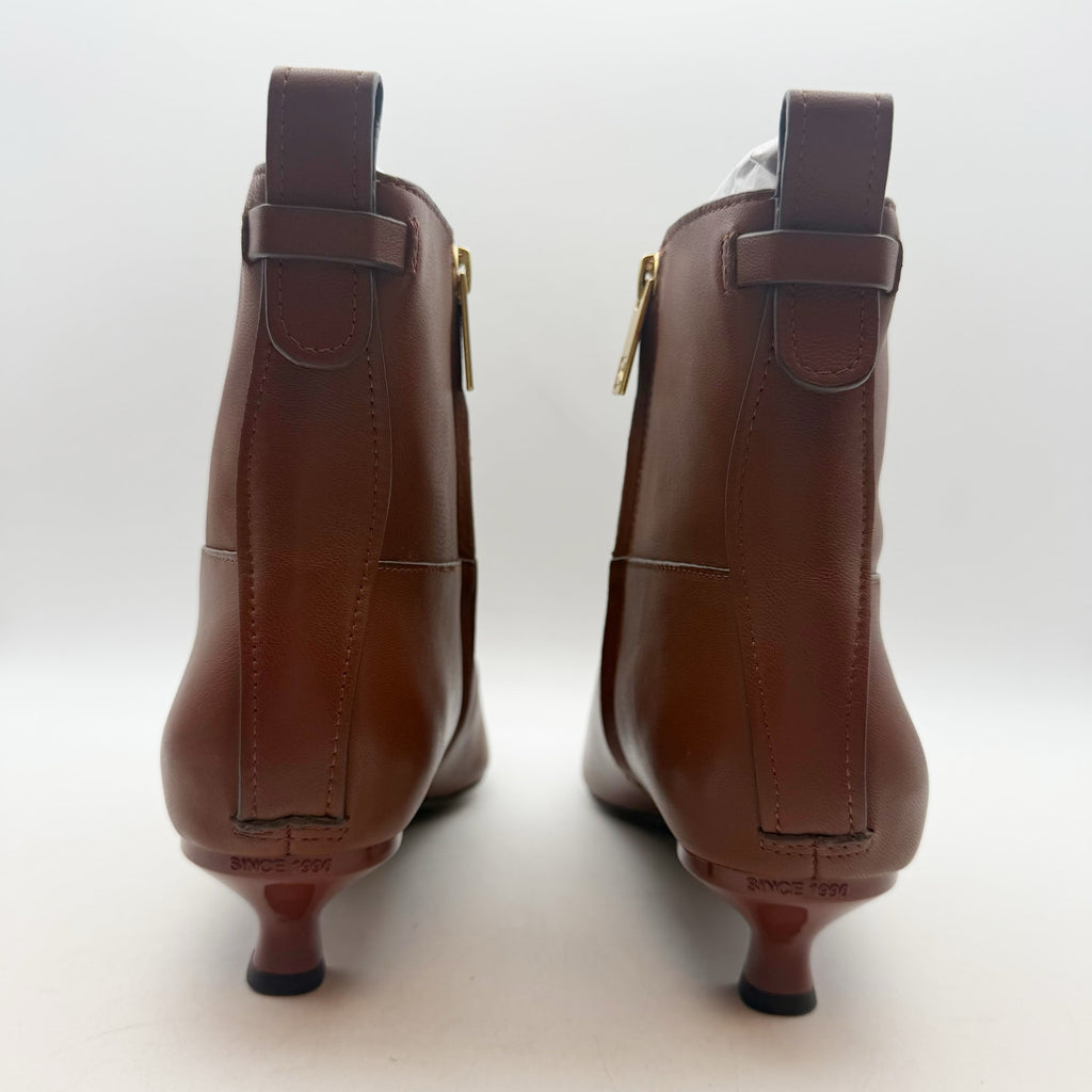 Franco Sarto Womens Mala Ankle Boots Size 9 EU 40 Brown Leather NIB