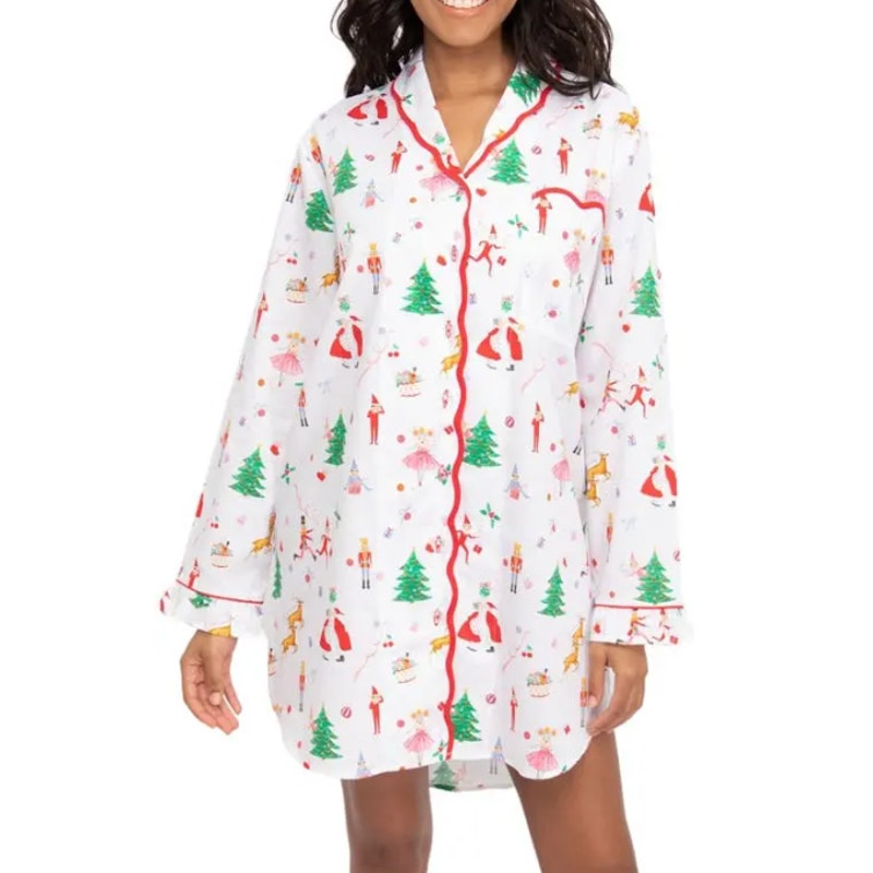 SANT AND ABEL X KATHY HILTON Christmas Magic Print Nightshirt XL White Multi NWT