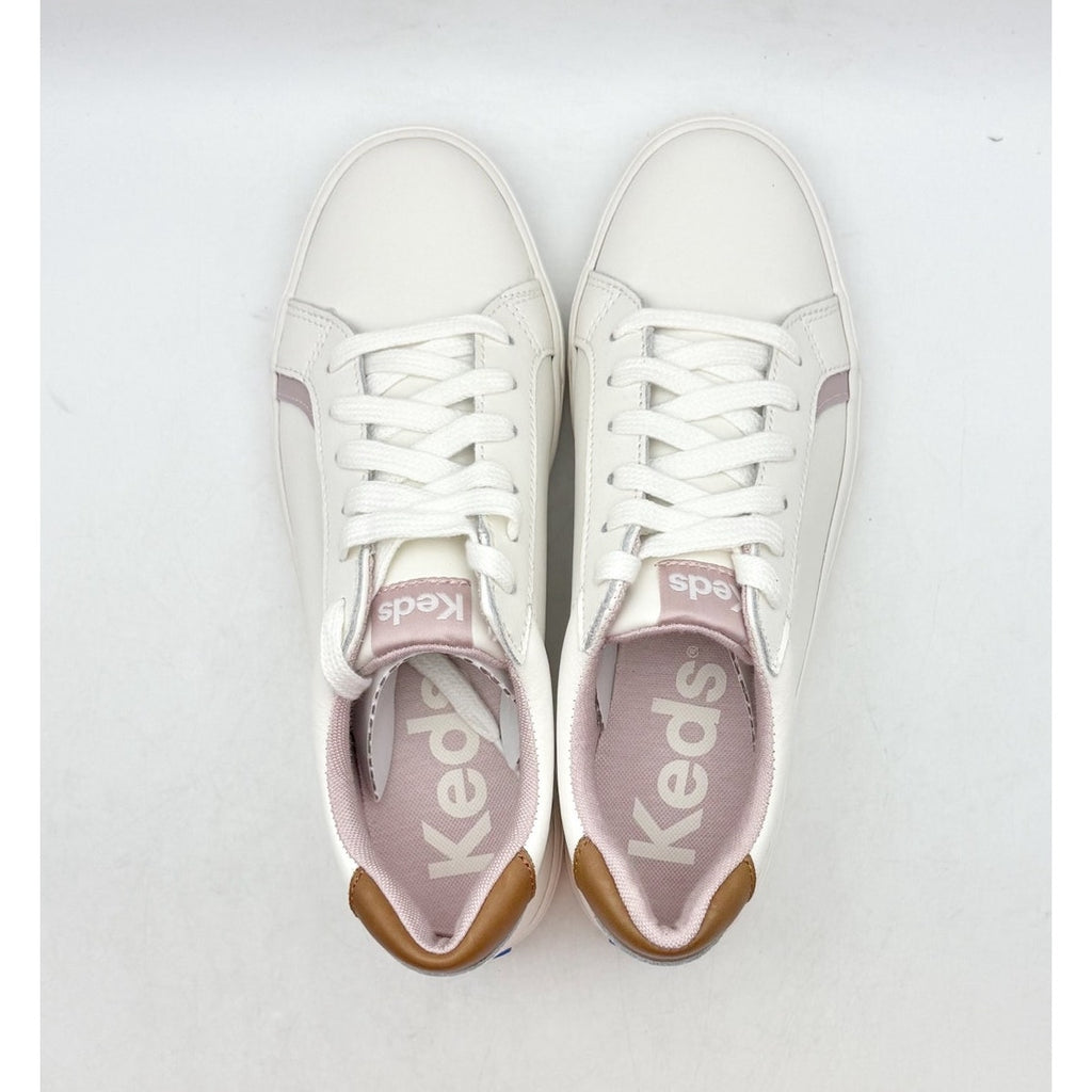 Keds Womens Pursuit Casual Court Sneakers Size 7 M White Leather NIB