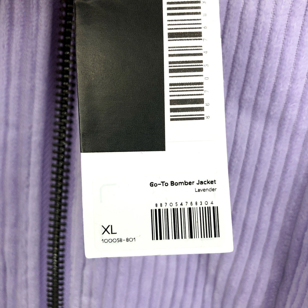 LABEL Unisex Go-To Corduroy Bomber Jacket XL Lavender Purple Full Zip NWT