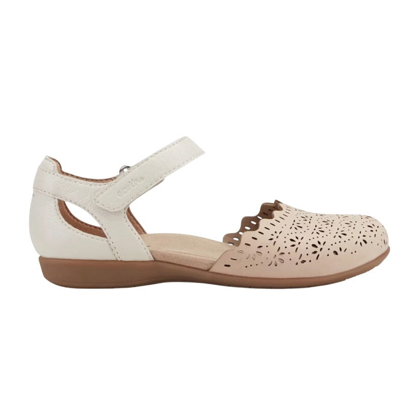 Earth Womens Betti Flats Size 9.5 M Ivory White Leather Perforated Scalloped NIB
