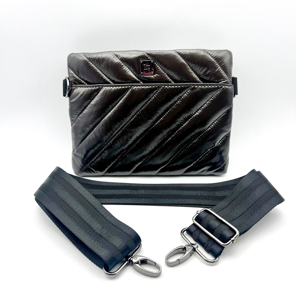 THINK ROYLN Diagonal Bum Bag 2.0 Medium Glossy Chocolate Brown NWOT