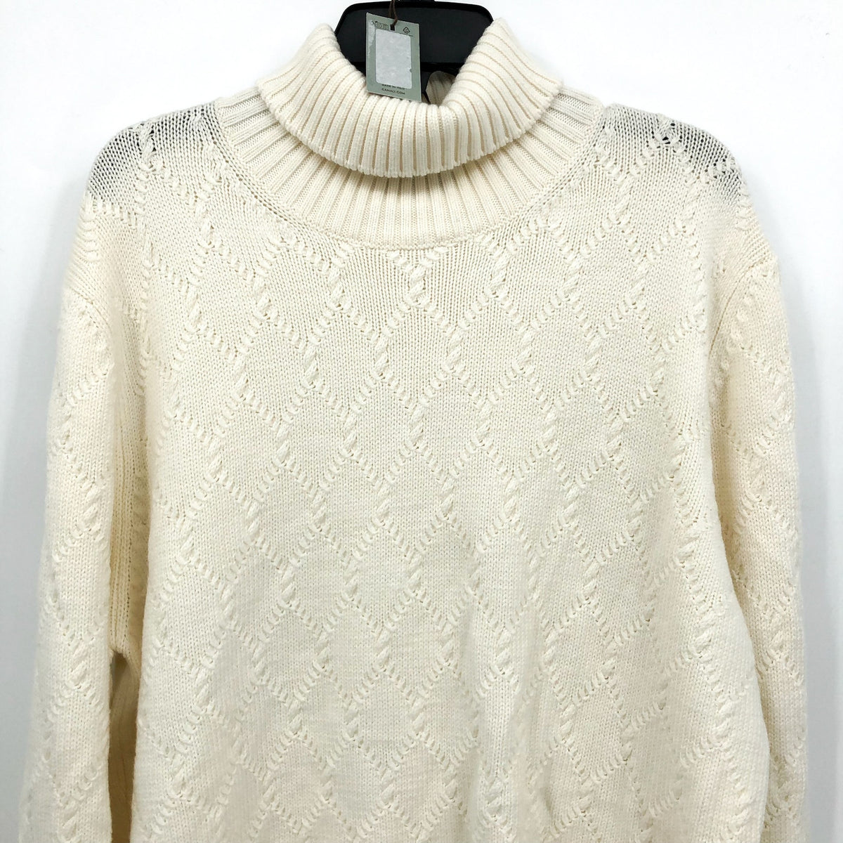 CANALI Men's Turtleneck Sweater US 44 IT 54 XXL Cream Merino Wool NWT