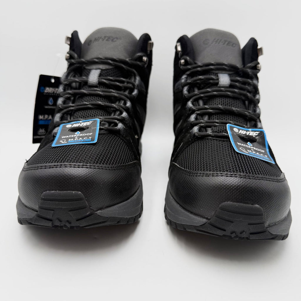 Hi-Tec Mens Mesa Mid Hiking Boot Size 10.5 Wide EU 43.5 Black WP NWOB