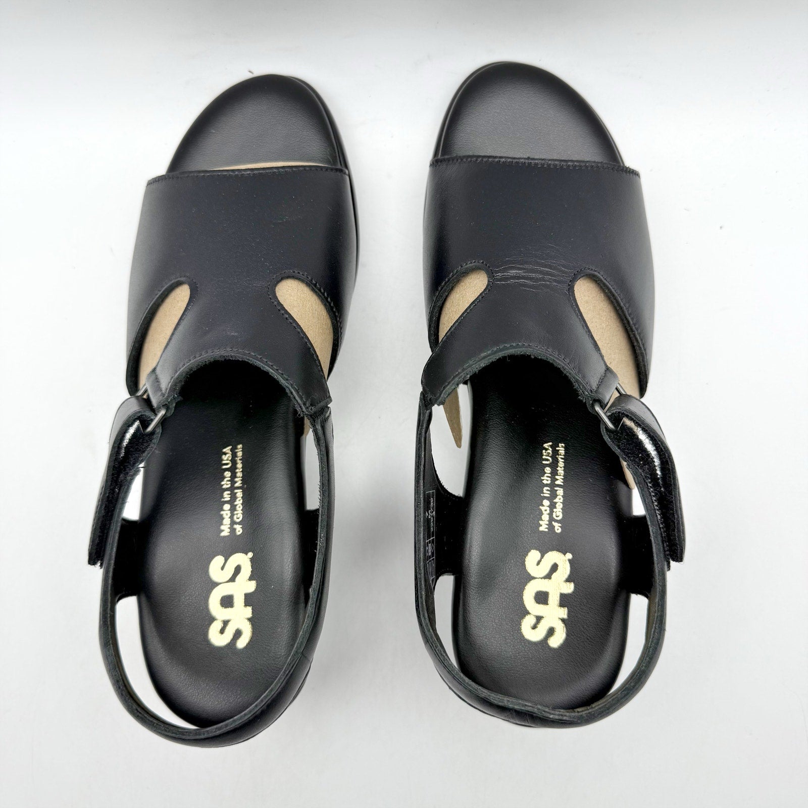 SAS Womens Suntimer Heeled Sandals US 7 M EU 37.5 Black Leather NIB