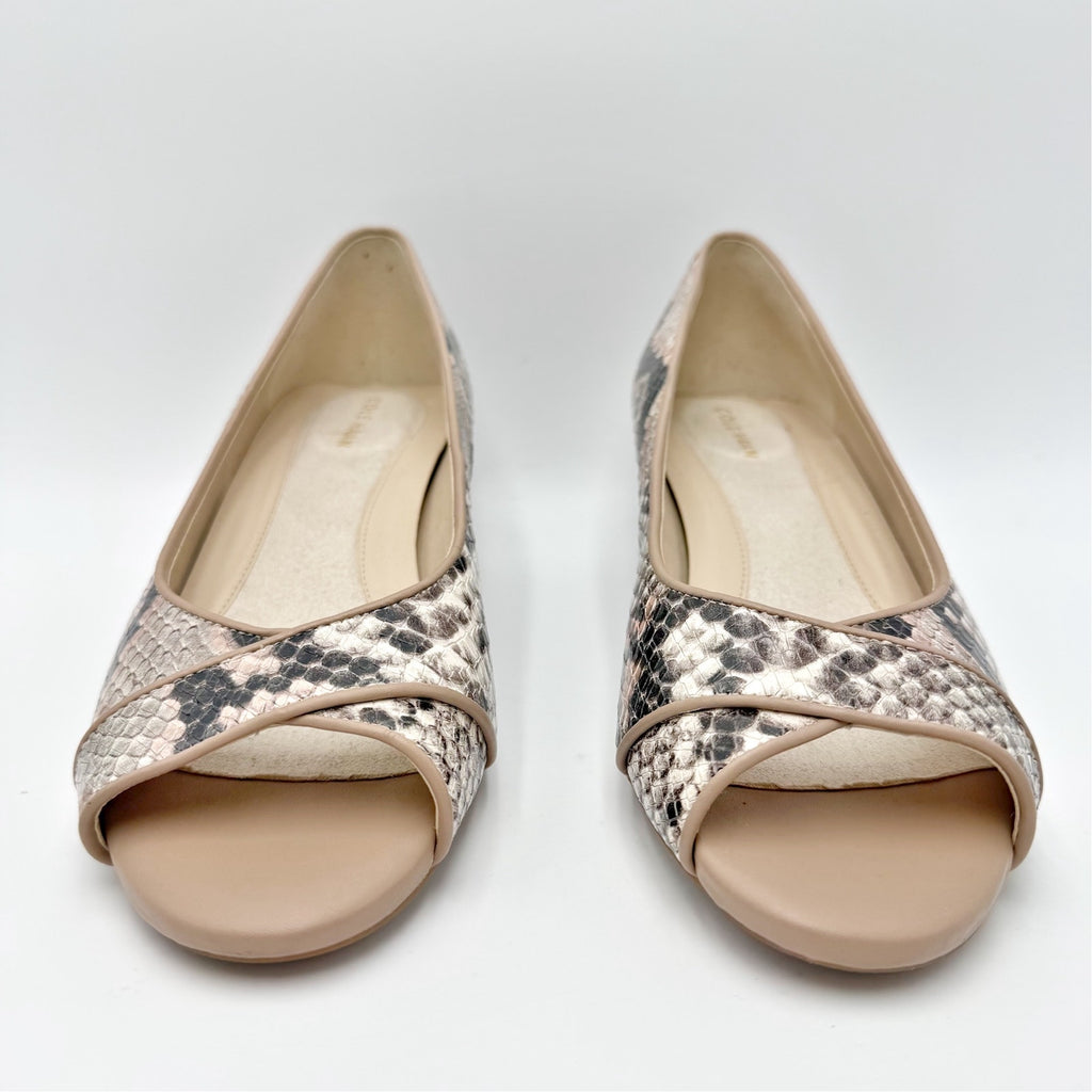 Cole Haan Womens Go-To Wedge Sandals Size 7 B Brown Snakeskin Leather NIB