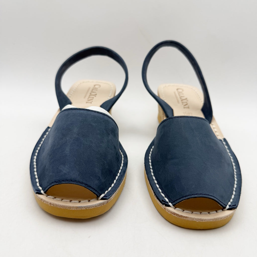 CalaXini Womens Cork Wedge Sandals EU 38 US 7.5-8 Navy Blue Suede NWOB