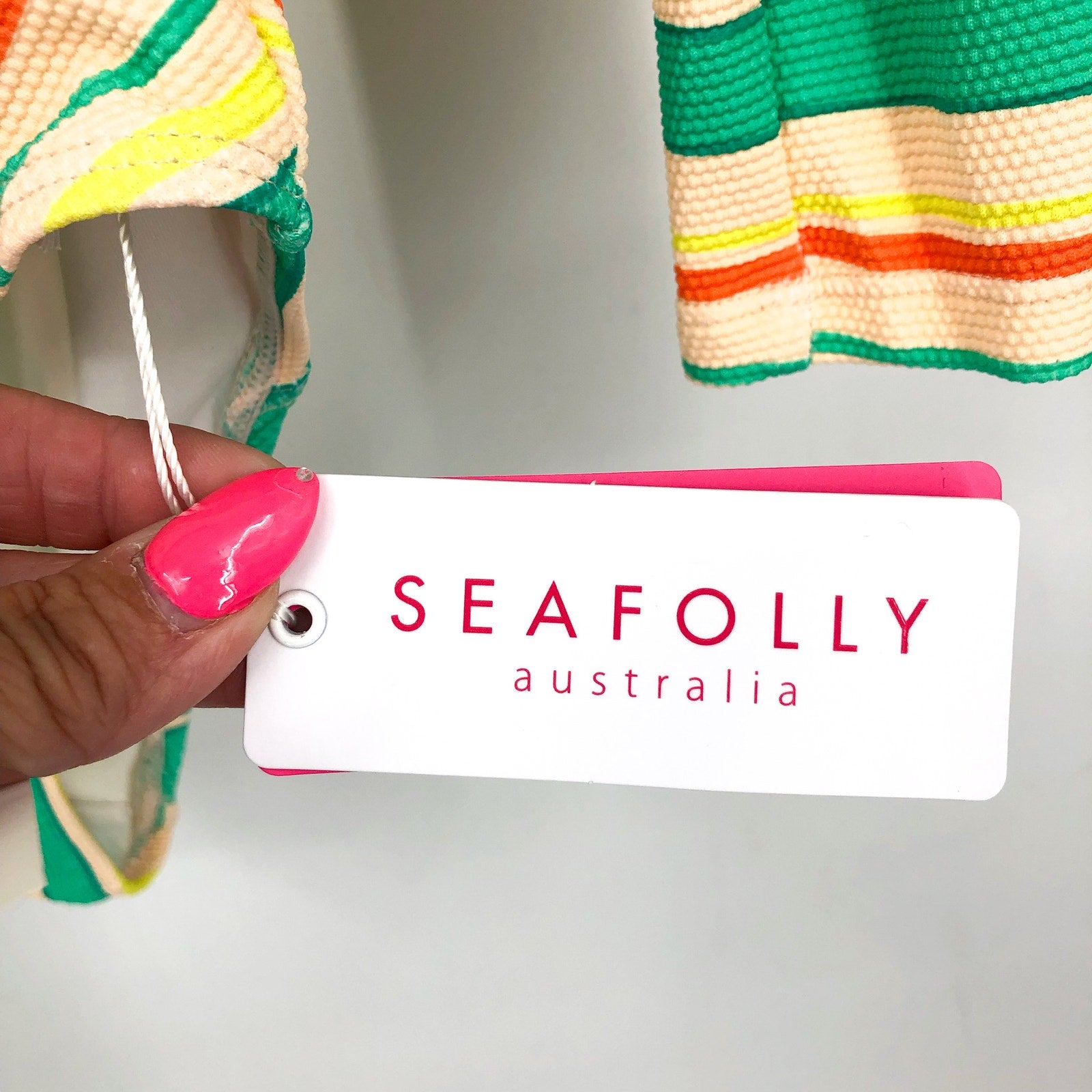 SEAFOLLY Girls Tropical Night One Piece Swimsuit Size 14 Green Yellow Stripe NWT