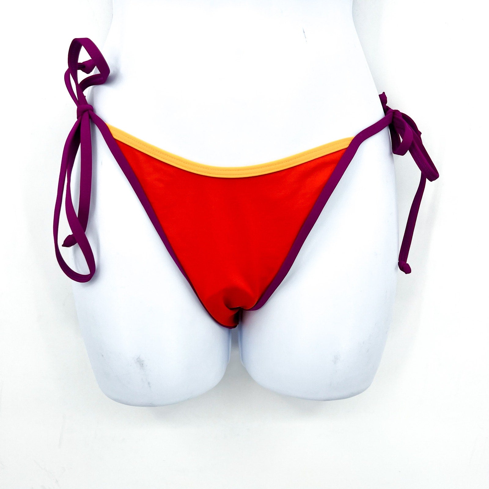 L*SPACE Women's Levy Side Tie Bitsy Bikini Bottom Small Red Purple NWT