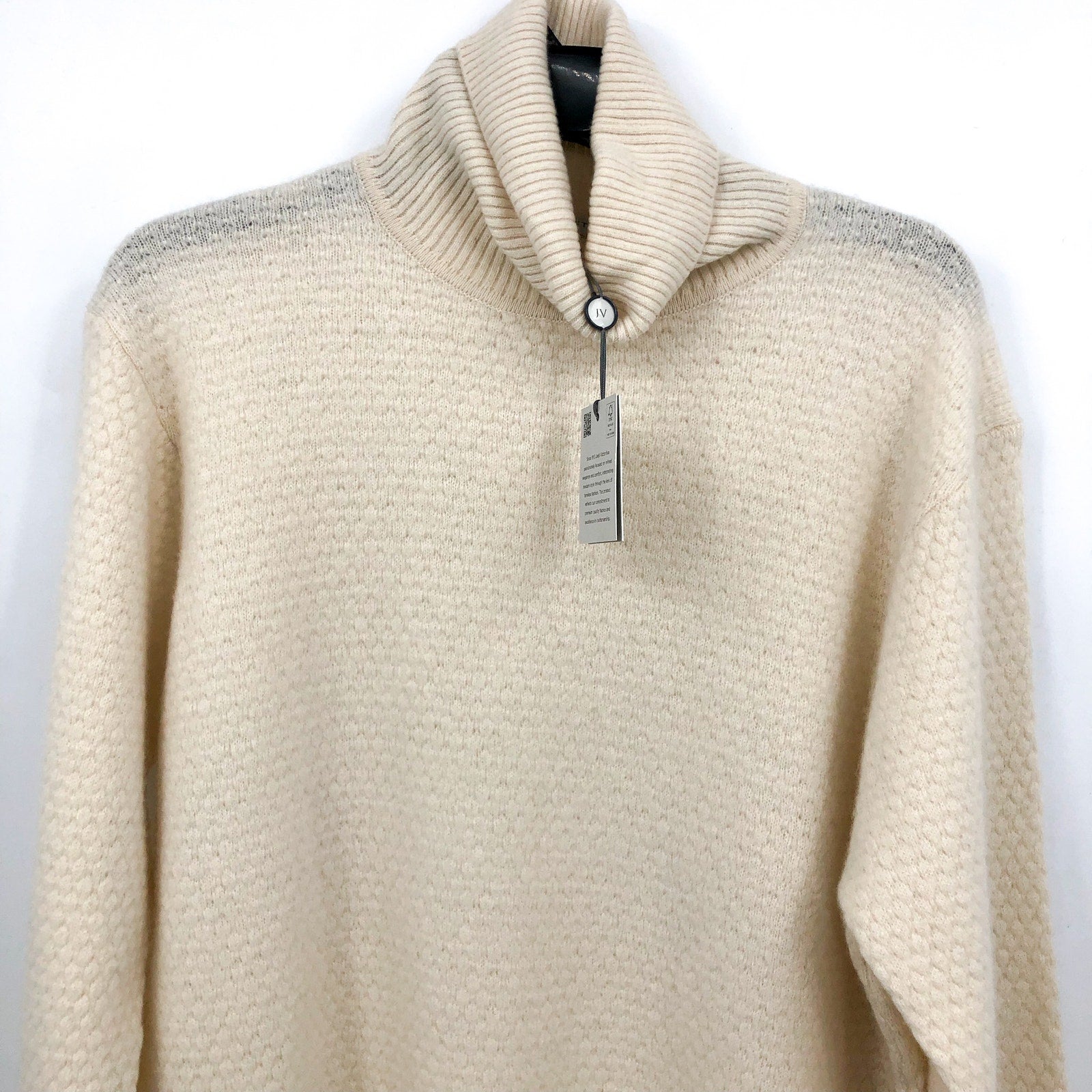 JACK VICTOR Men's Renfrew Turtleneck Sweater XL White Ecru Cashmere Wool NWT
