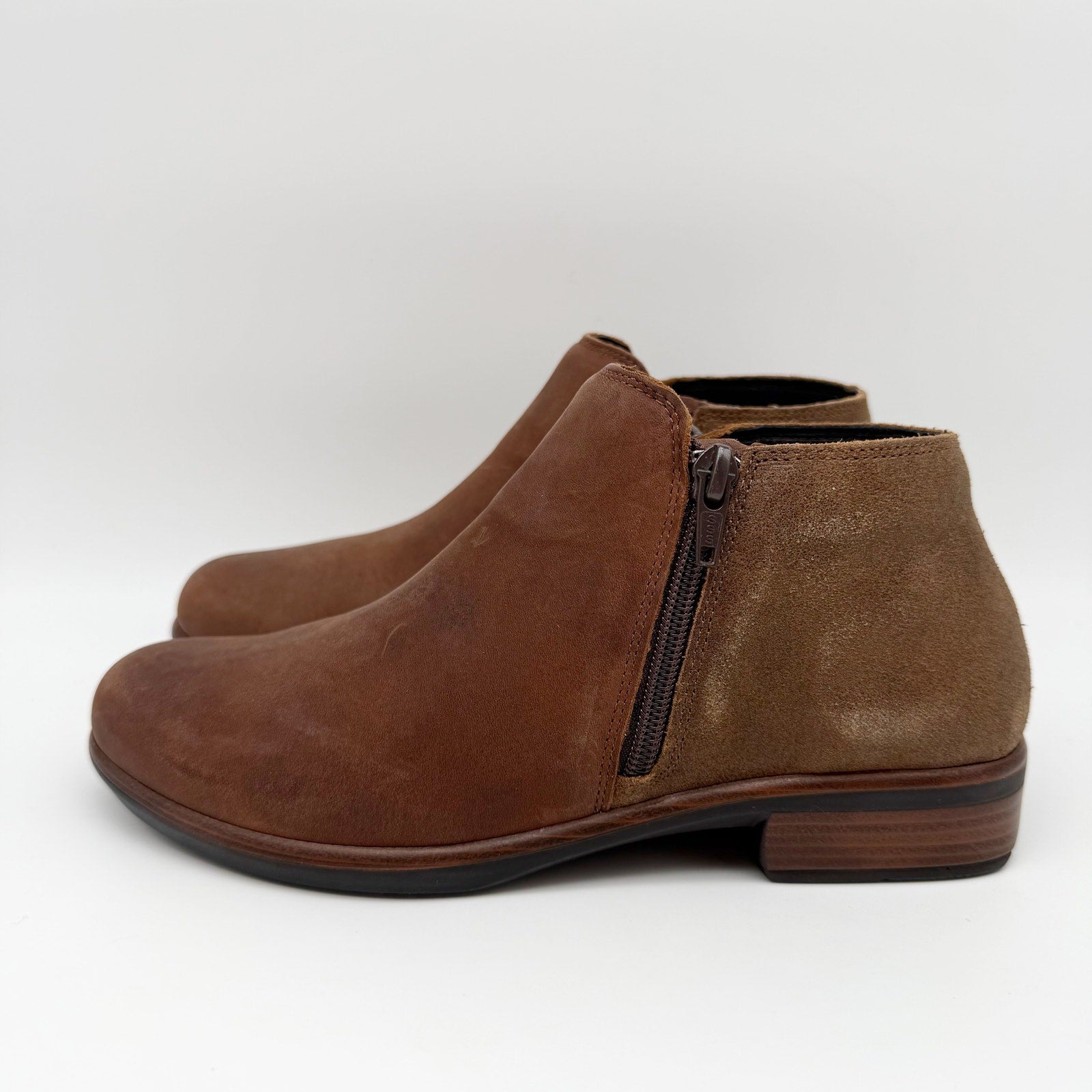 Naot Womens Helm Ankle Boots EU 36 US 5 Cognac Brown Leather Suede NIB