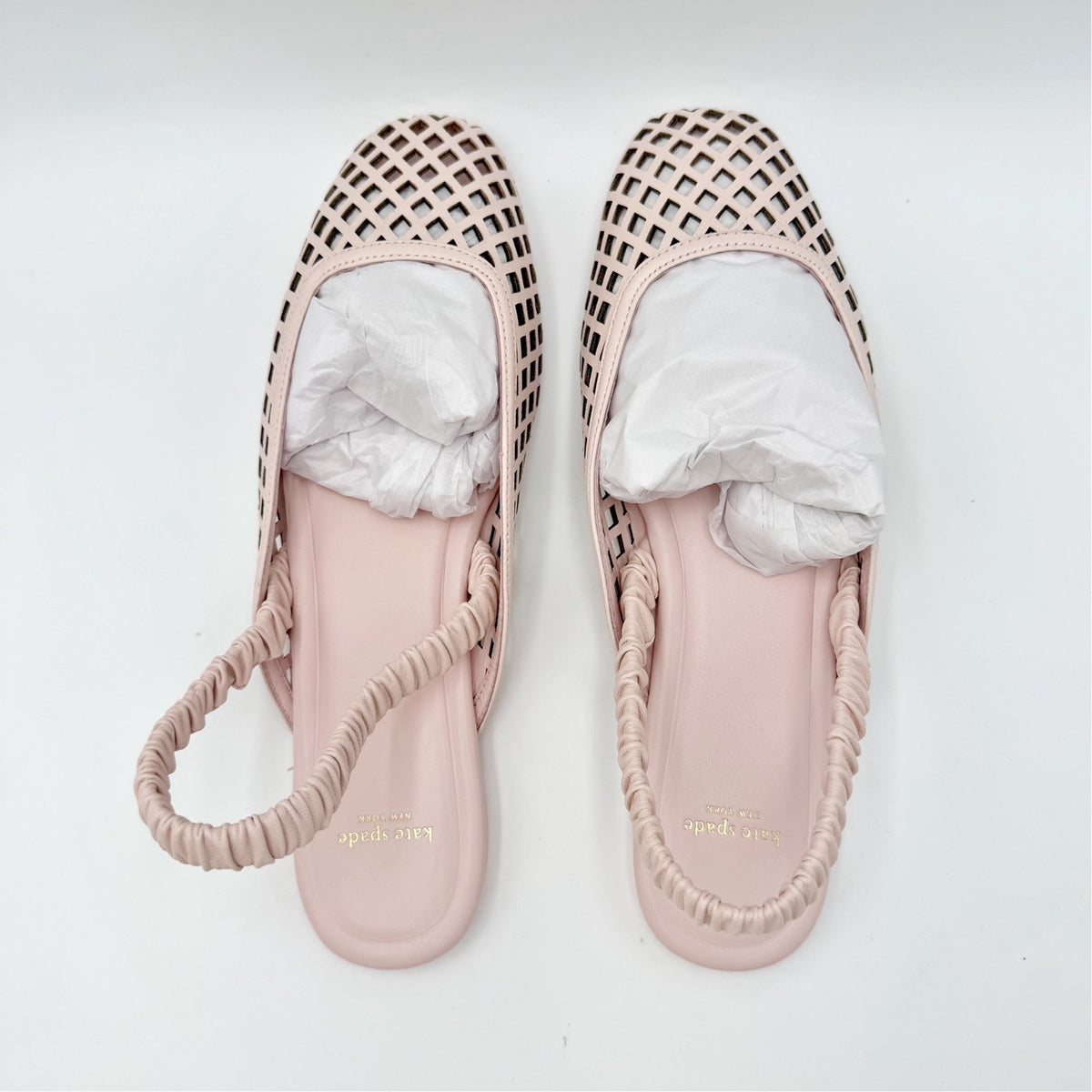 Kate Spade Womens Eloise Slingback Flats Size 9 B Pink Leather Laser Cutout NIB