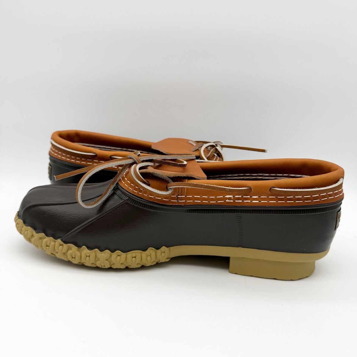 L.L.Bean Mens Rubber Moc Boots Size 10.5 M Brown Rubber Leather Waterproof NWOB