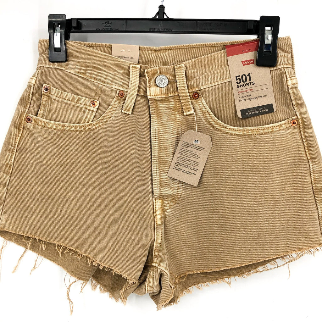 LEVI'S Womens 501 Original Fit Denim Shorts Size 25 US 0 Khaki Tan 563270399 NWT