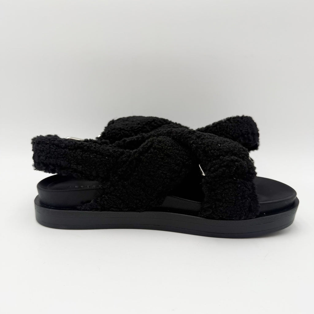 Aerosoles Womens Loma Slippers Size 6.5 M Black Vegan Shearling NIB