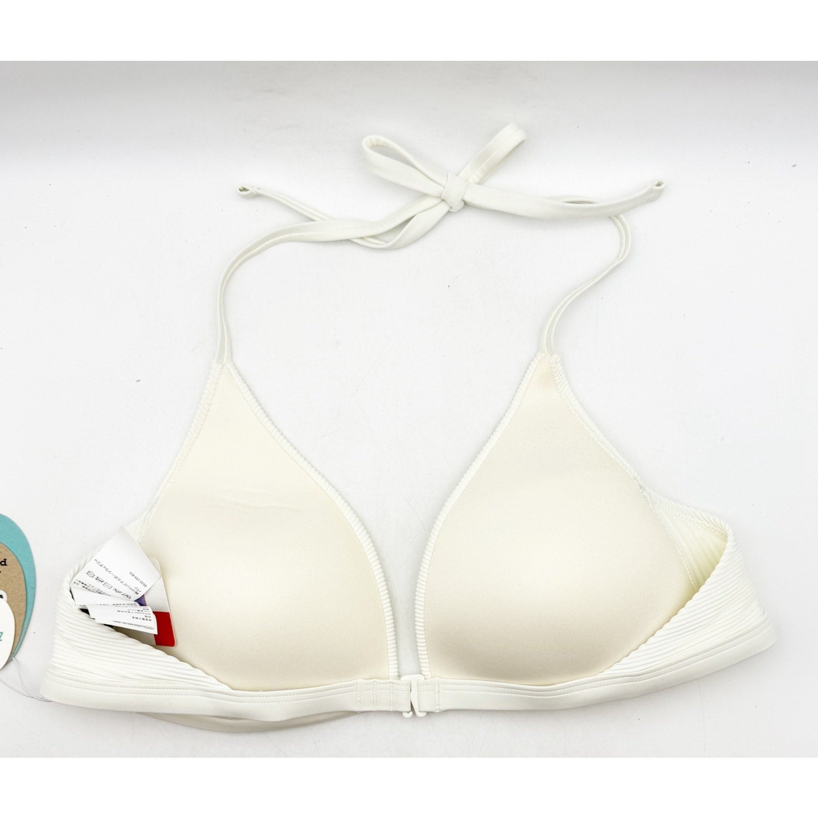 PRANA Women's Lexie Bikini Top Large White Horchata Ottoman Halter NWT