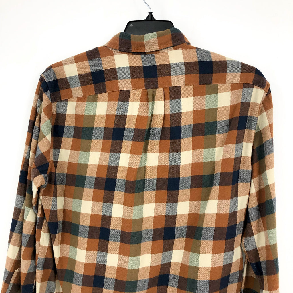 J.CREW Mens Slim Fit Flannel Shirt Large Brown Natural BU177 NWOT