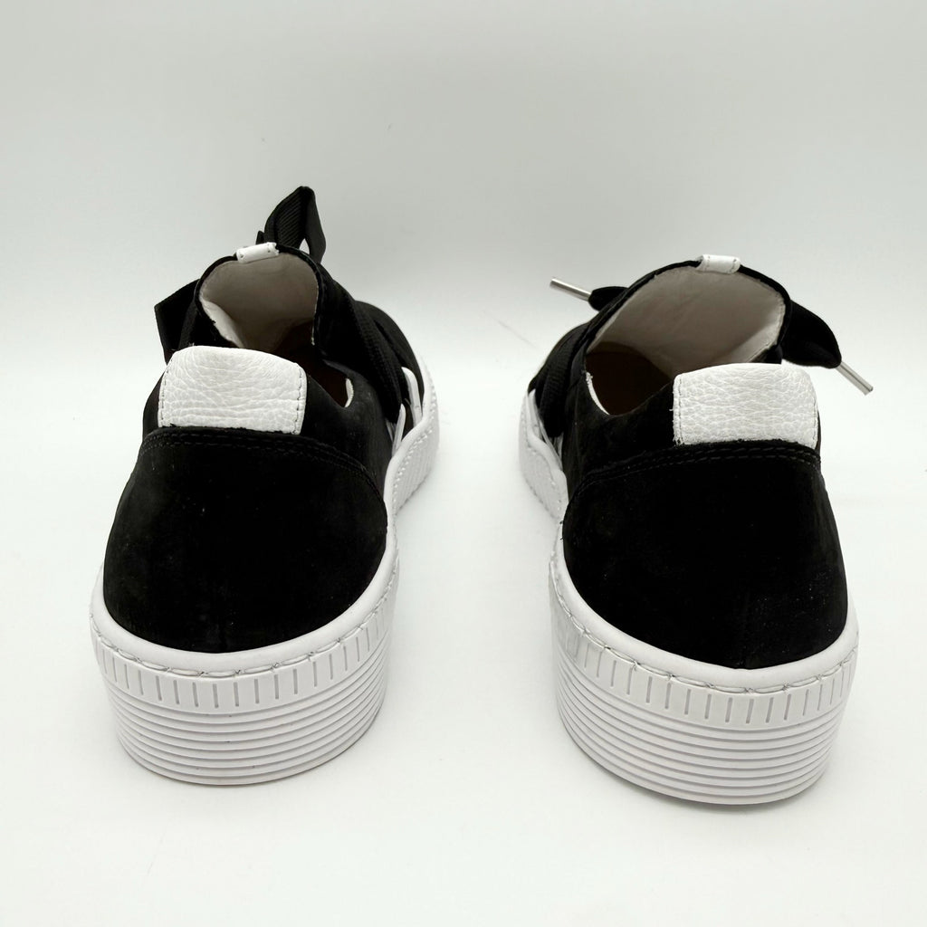 Gabor Womens 43.333 Platform Casual Sneakers US 8 UK 5.5 Black Leather NIB