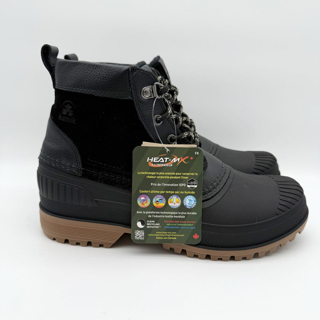 Kamik Mens Hemlock Lo Winter Boots US 8 Black Leather Waterproof Insulated NIB