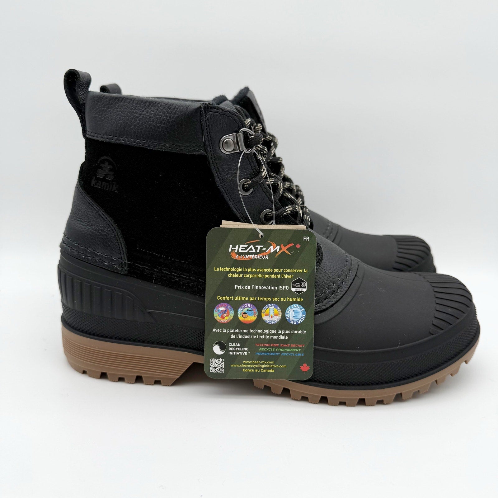 Kamik Mens Hemlock Lo Winter Boots US 8 Black Leather Waterproof Insulated NIB