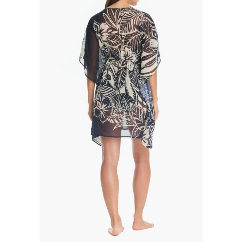 BLEU ROD BEATTIE Womens Ciao Bella Tunic Cover Up Large Black Floral Chiffon NWT