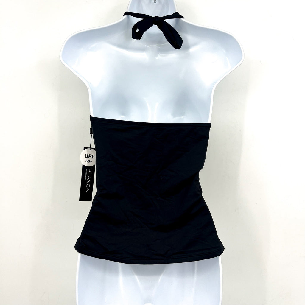 LA BLANCA Women's Island Goddess Halter Tankini Top Size 4 Black Stretch NWT