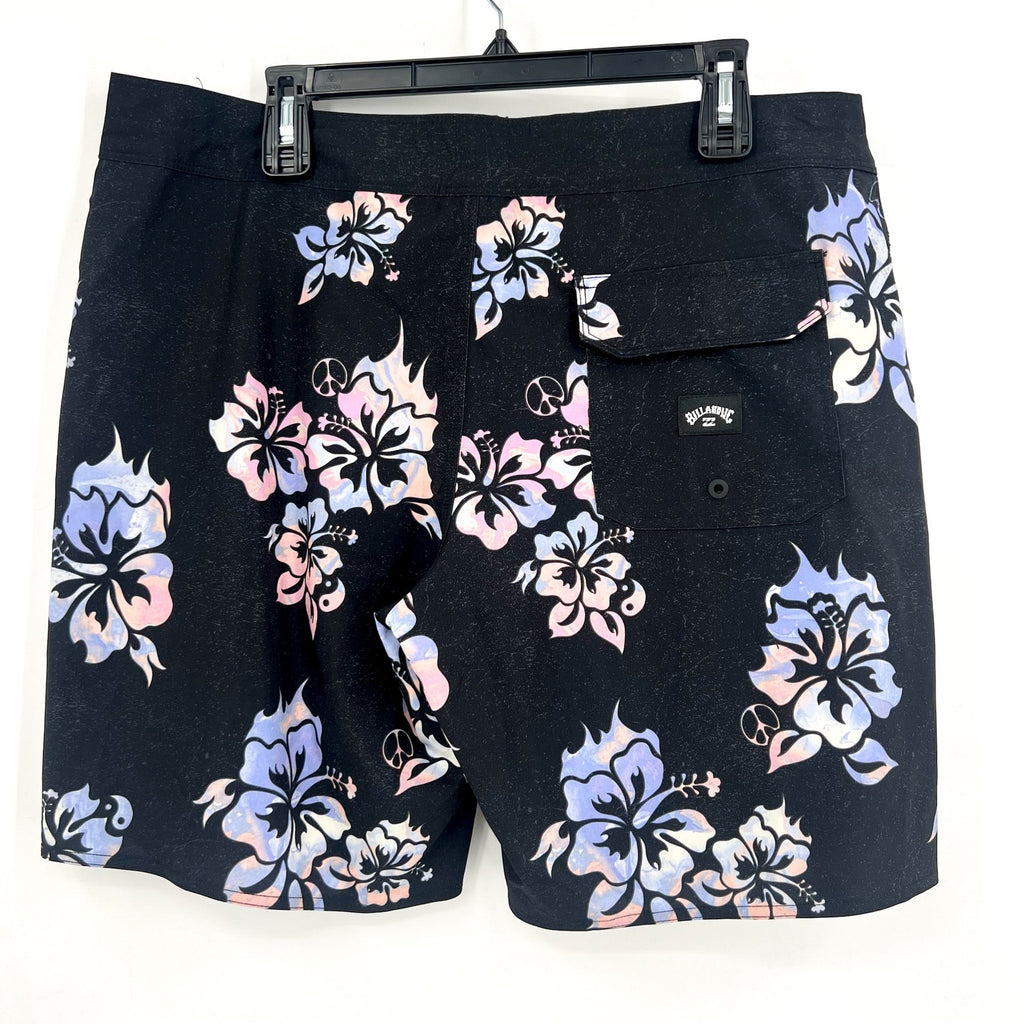 BILLABONG Mens Sundays Pro 19" Board Shorts Size 36 Black Floral Drawstring NWT