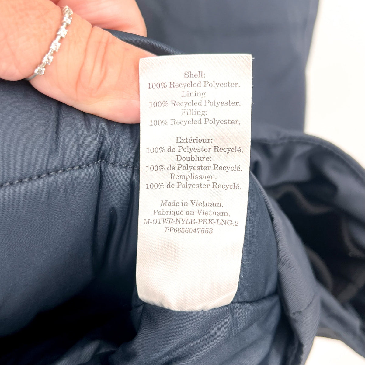 EVERLANE Men's The ReNew Long Parka Jacket Medium Navy Blue Hooded NWOT