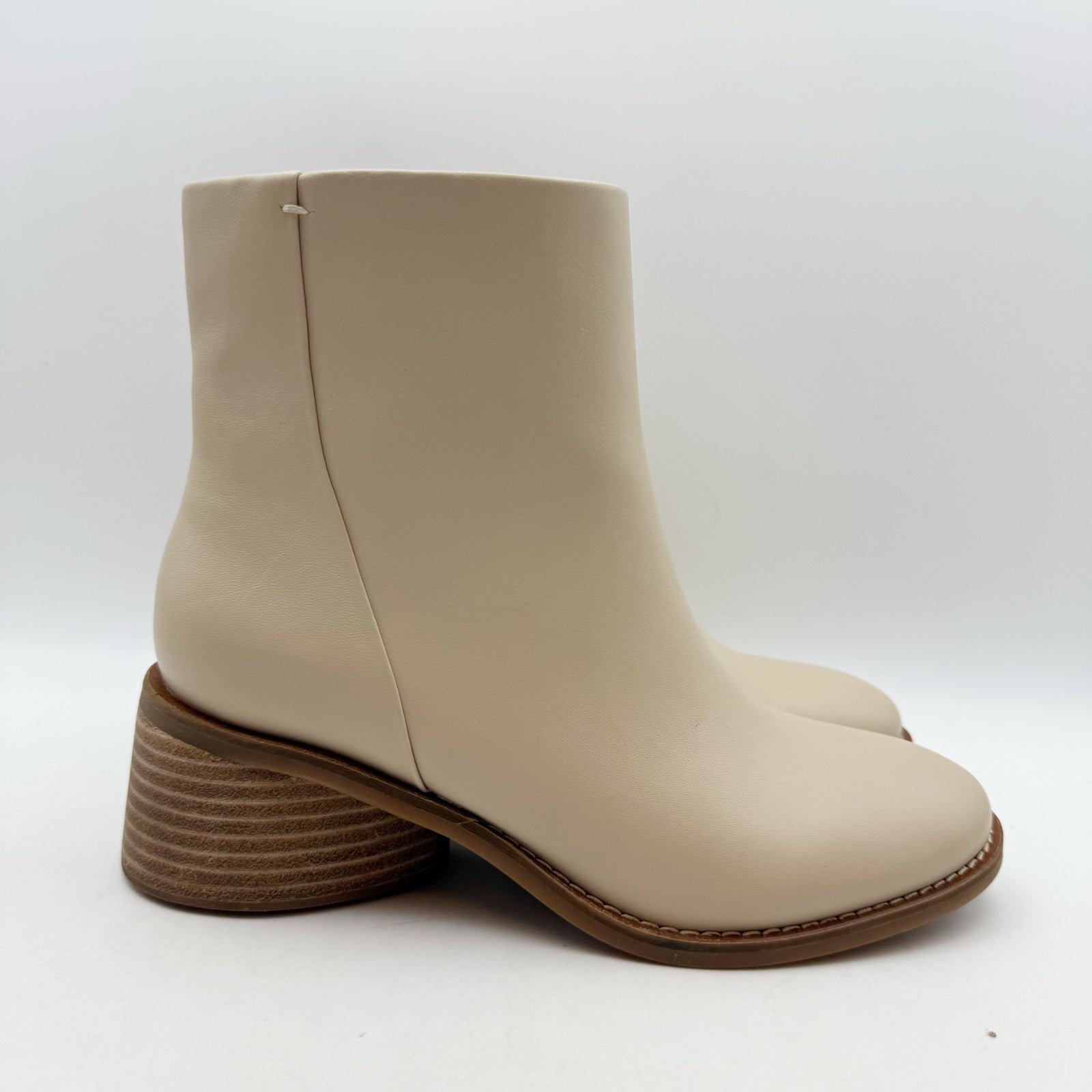 Lucky Brand Womens Cassia Ankle Booties US 6.5 Beige Vanilla Bean Leather NIB