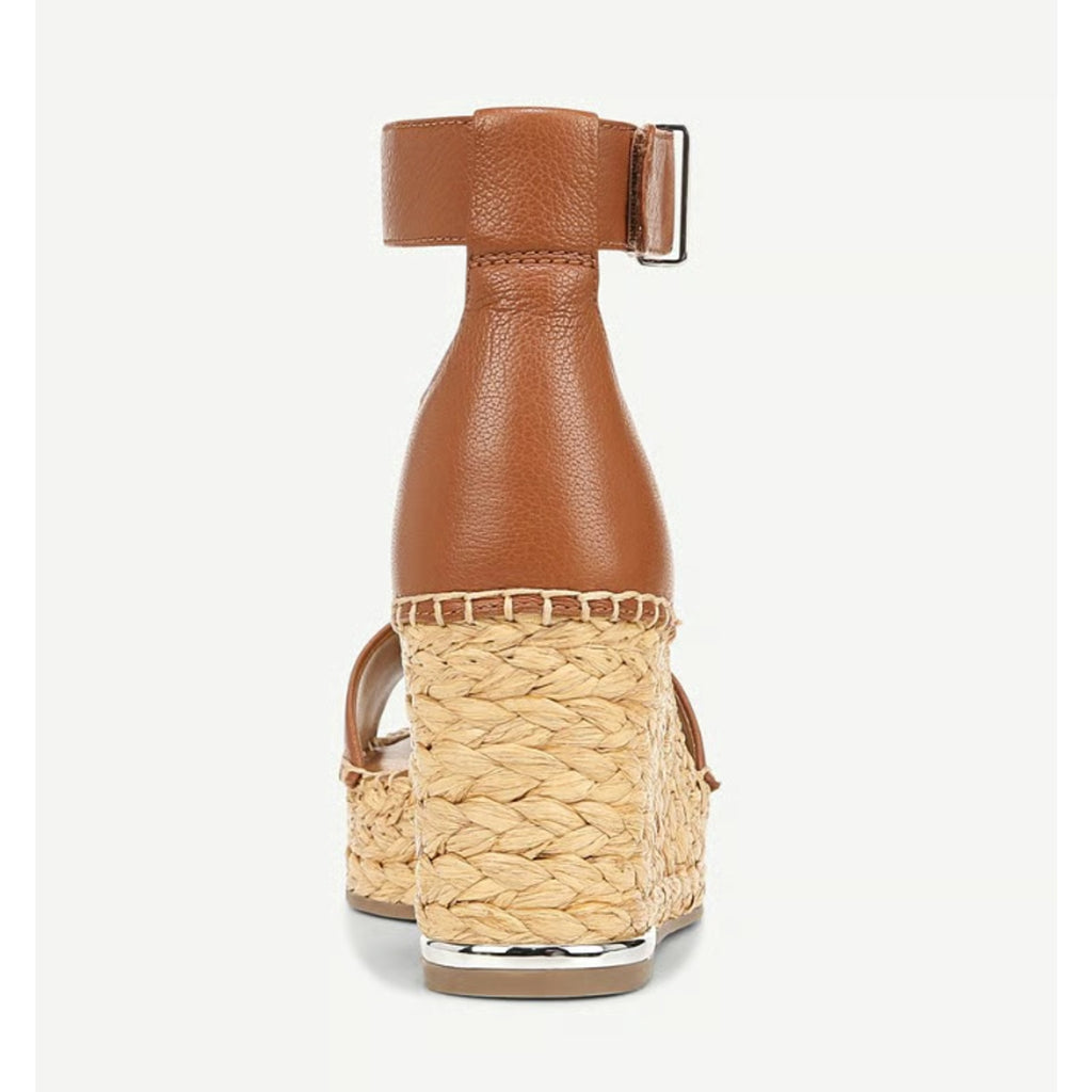 Franco Sarto Women's Clemens Raffia Espadrille Wedge Sandals US 6.5 M Brown NWOB