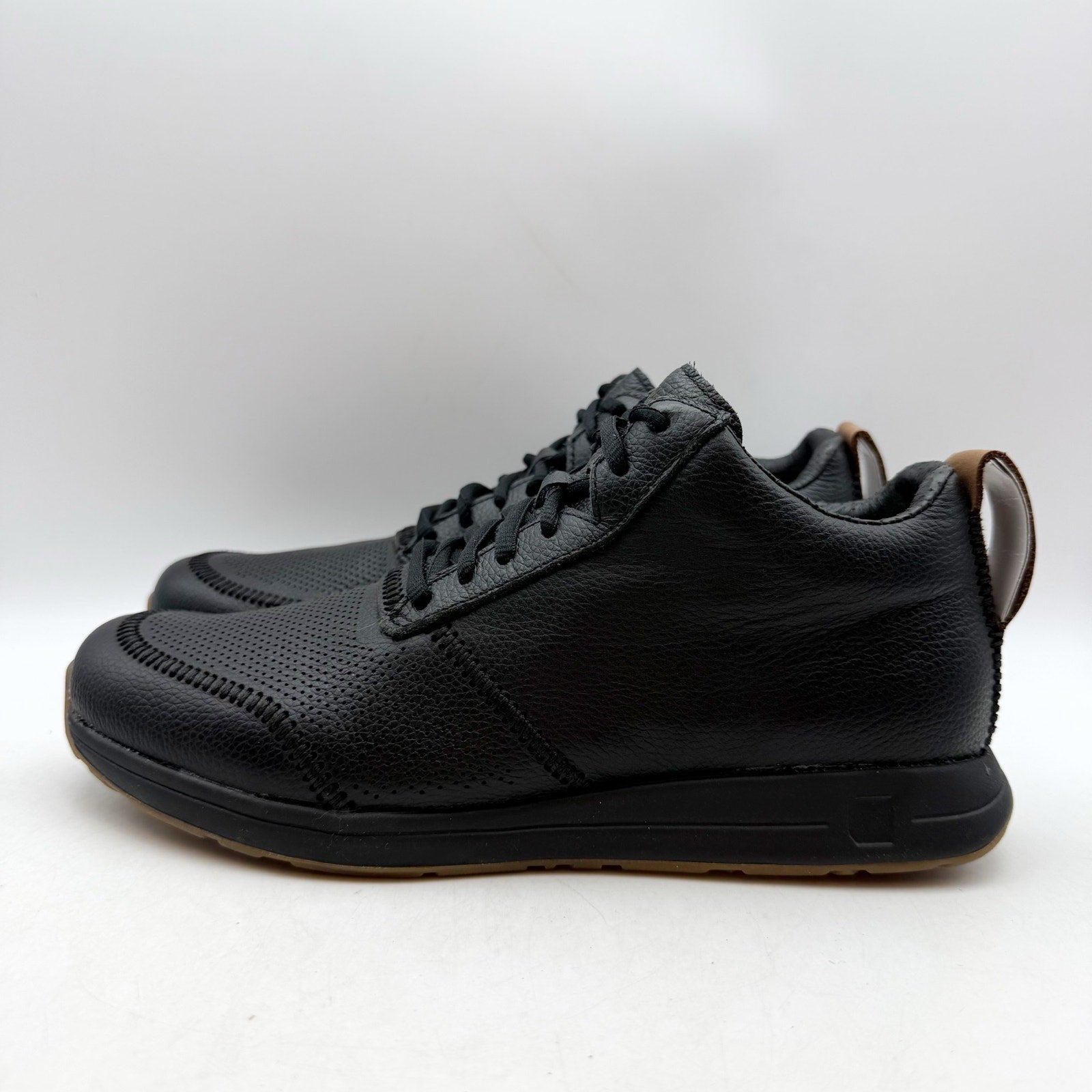 YORK Athletics Womens The Henry Mid Trainer Sneakers US 8 Black Leather NIB