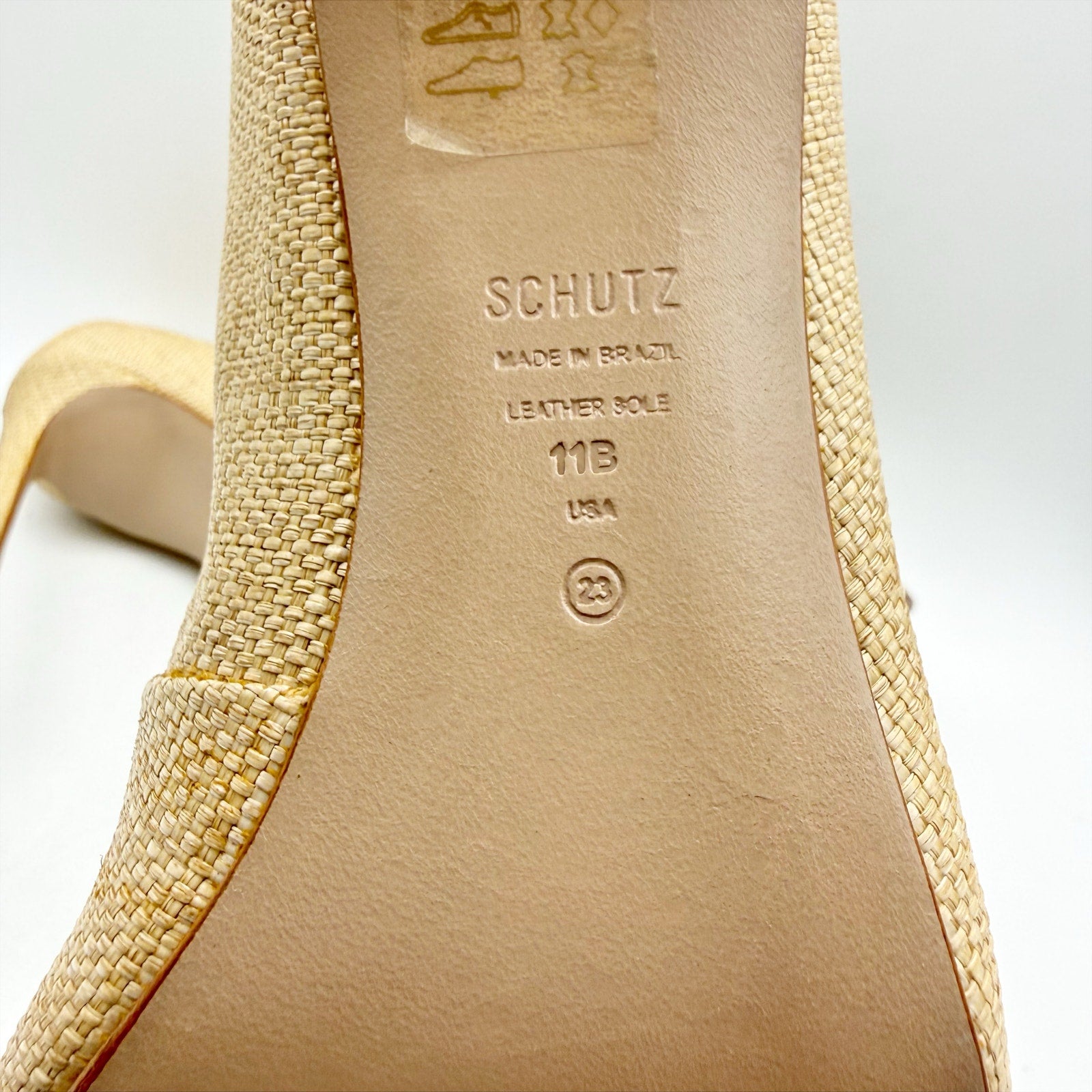 Schutz Womens Lou Slip On Pumps US 11 B Beige Tan Raffia NIB
