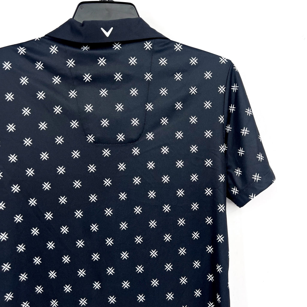 CALLAWAY Womens Opti-Dri Golf Polo Shirt Medium Black Caviar Geometric Print NWT