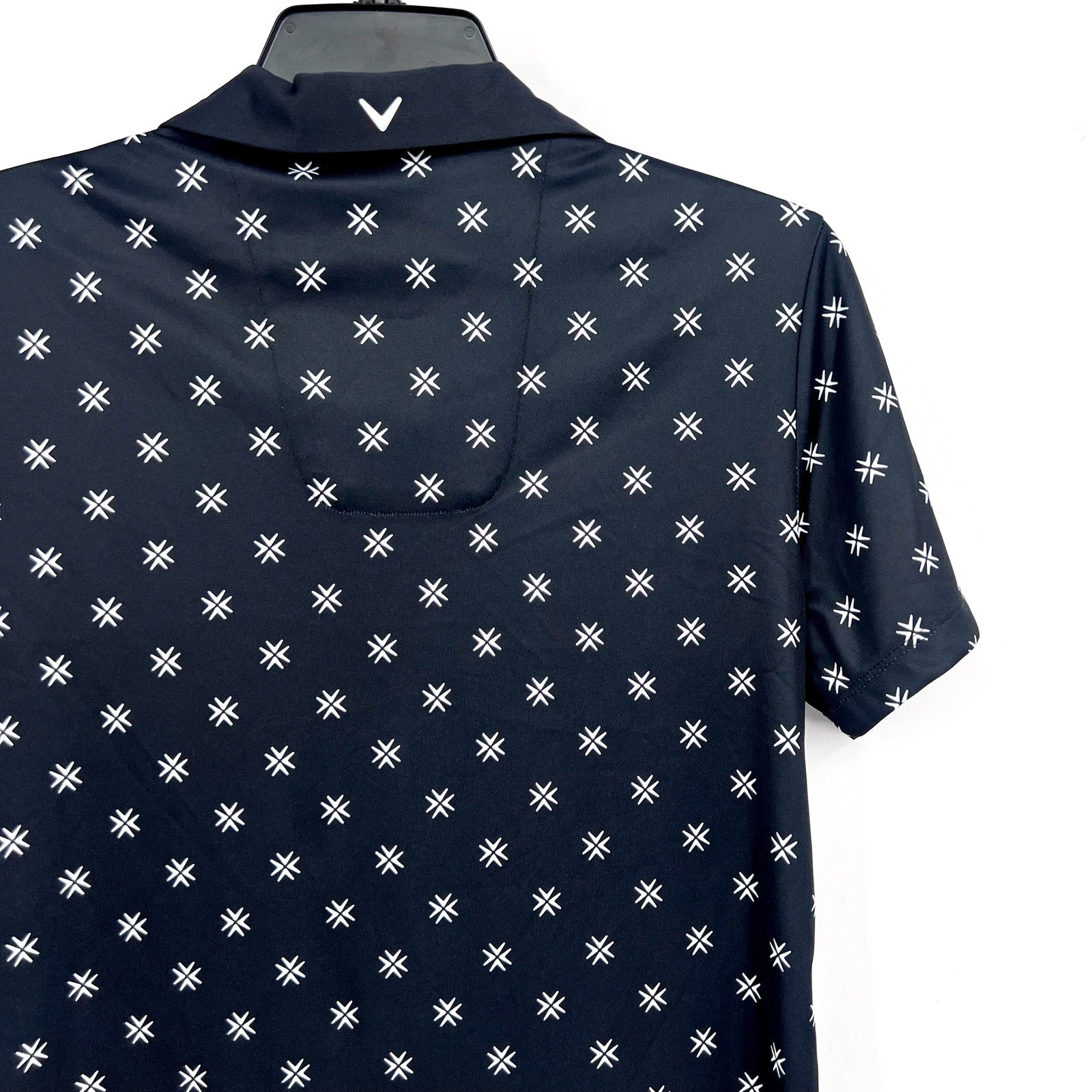 CALLAWAY Womens Opti-Dri Golf Polo Shirt Medium Black Caviar Geometric Print NWT