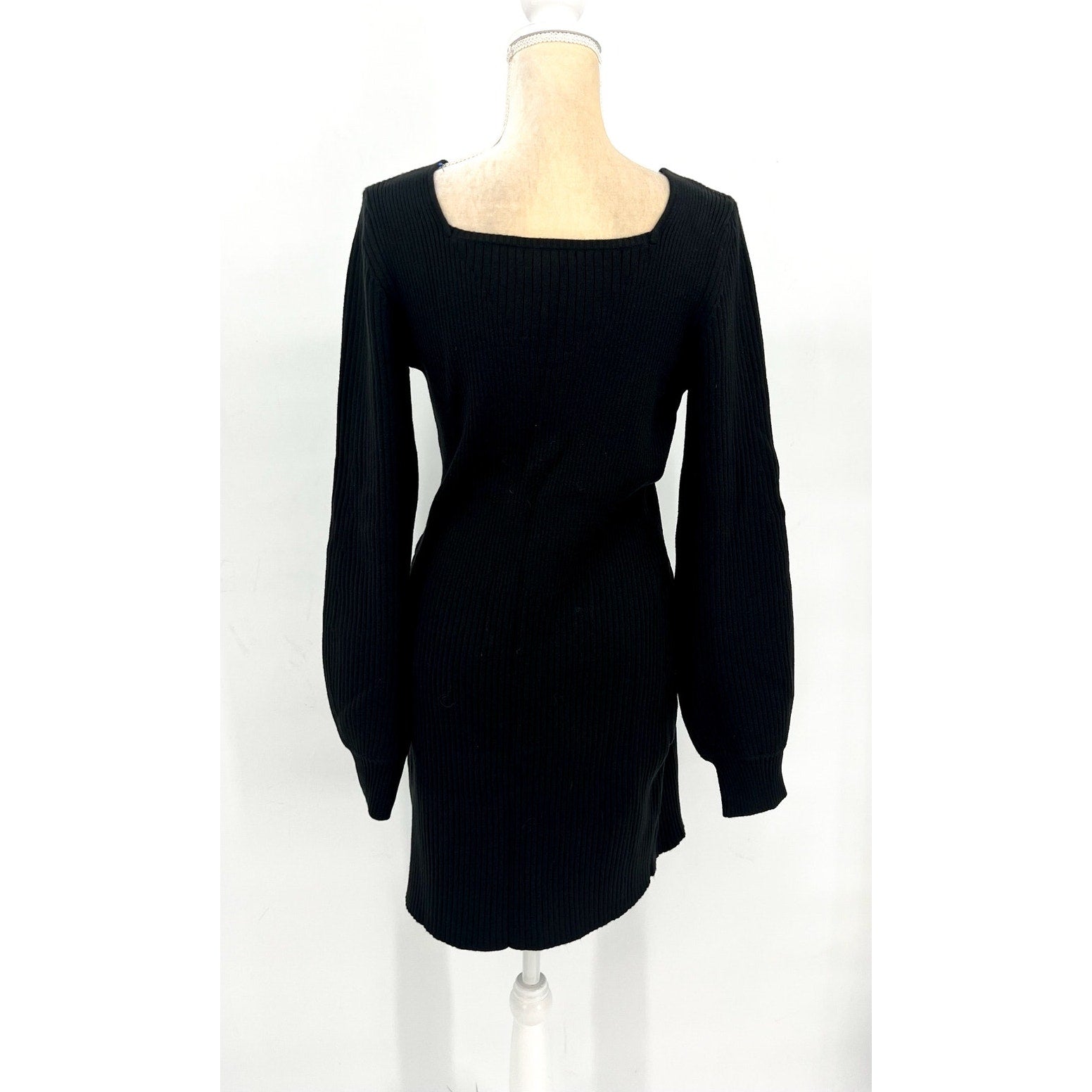 Paige Womens Celie Night Out Sweater Dress XL Black Blouson Sleeves NWOT