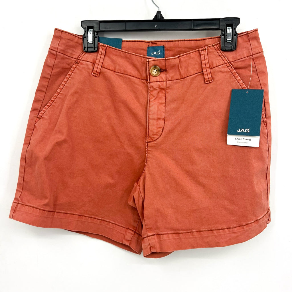 JAG JEANS Women's Fabric Dyed Chino Mid Rise Shorts Size 6 Orange Chutney NWT