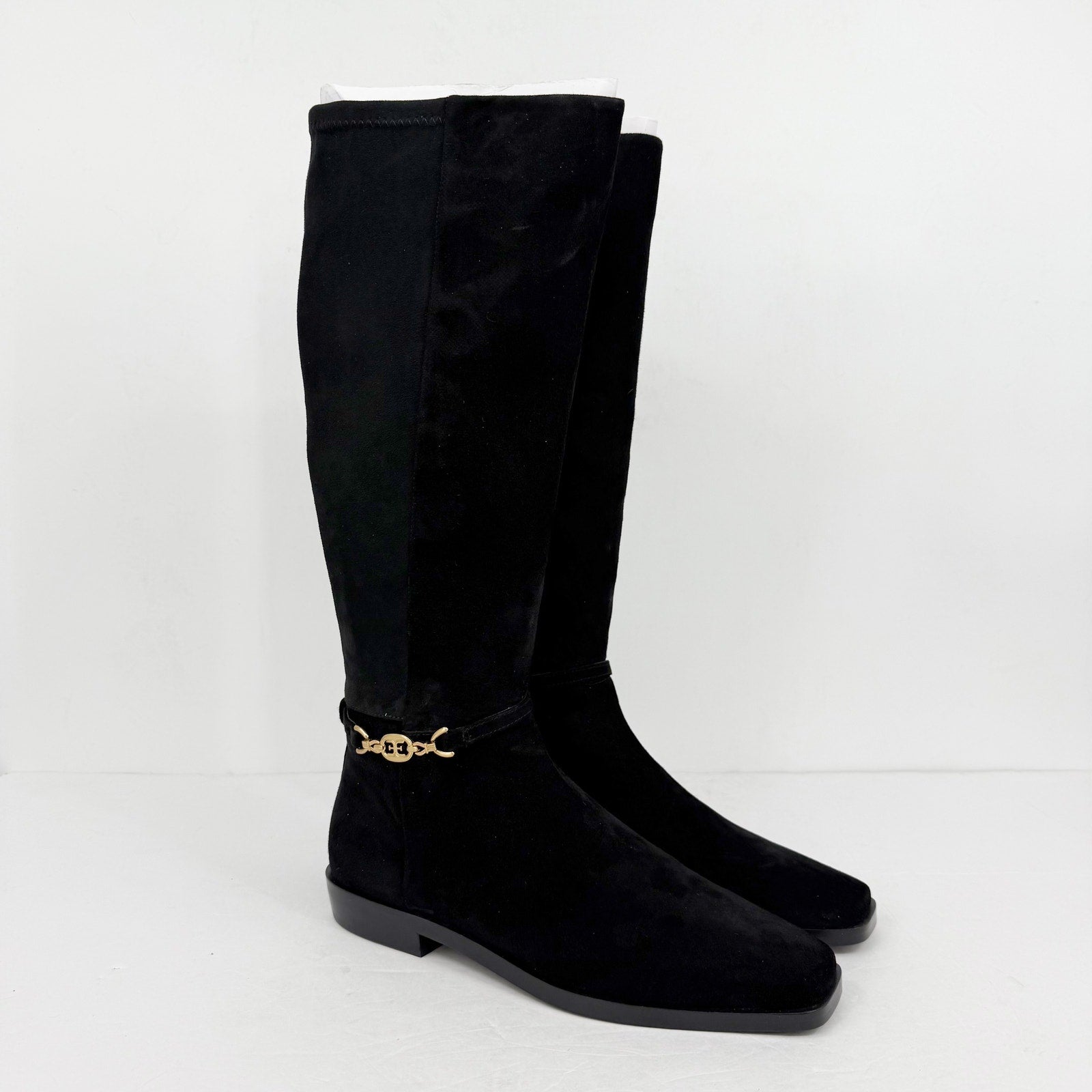 Sam Edelman Womens Clive Knee High Boots US 10 Black Suede Horsebit Detail NIB
