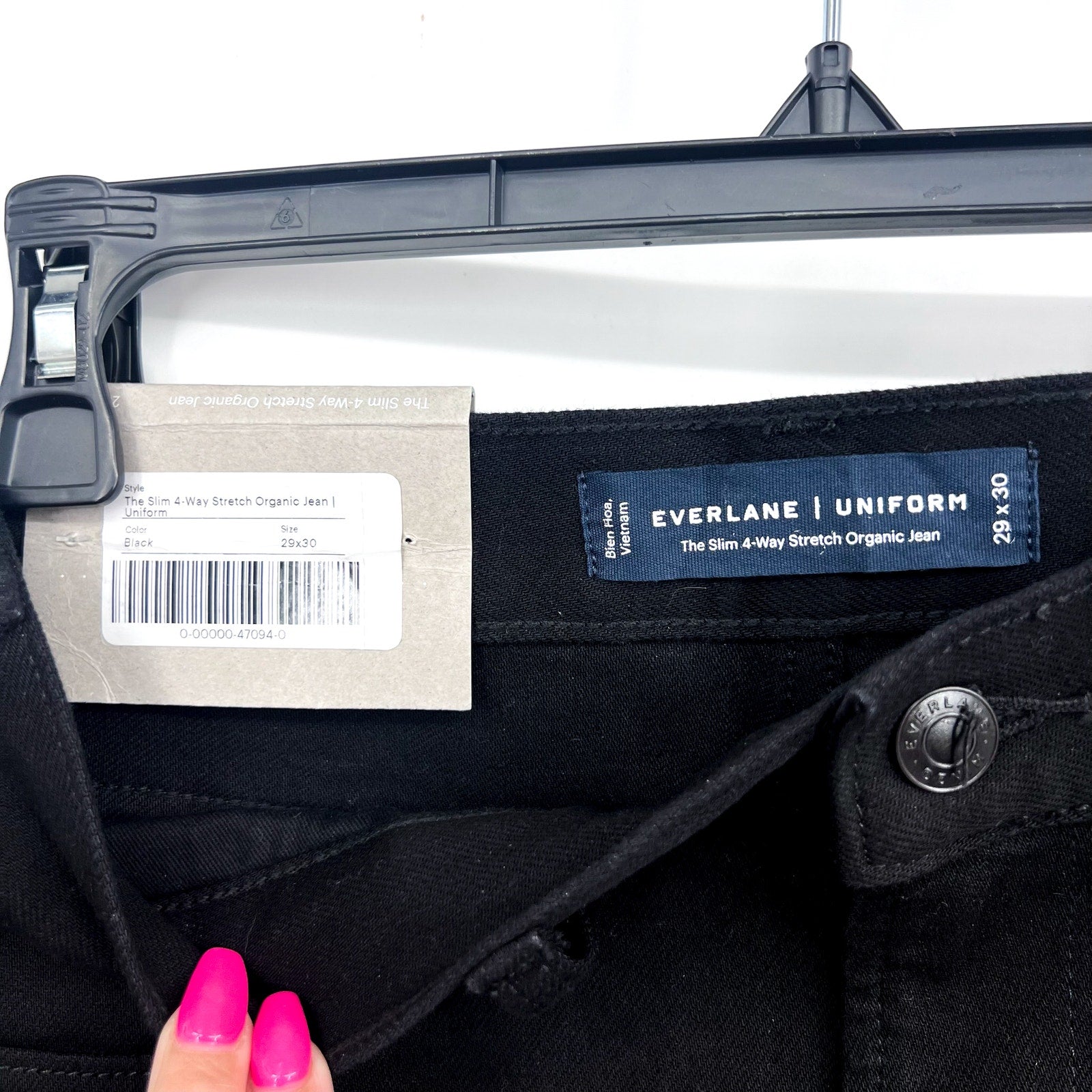 EVERLANE Men's Slim 4-Way Stretch Jeans 29x30 Black Uniform Organic Cotton NWT