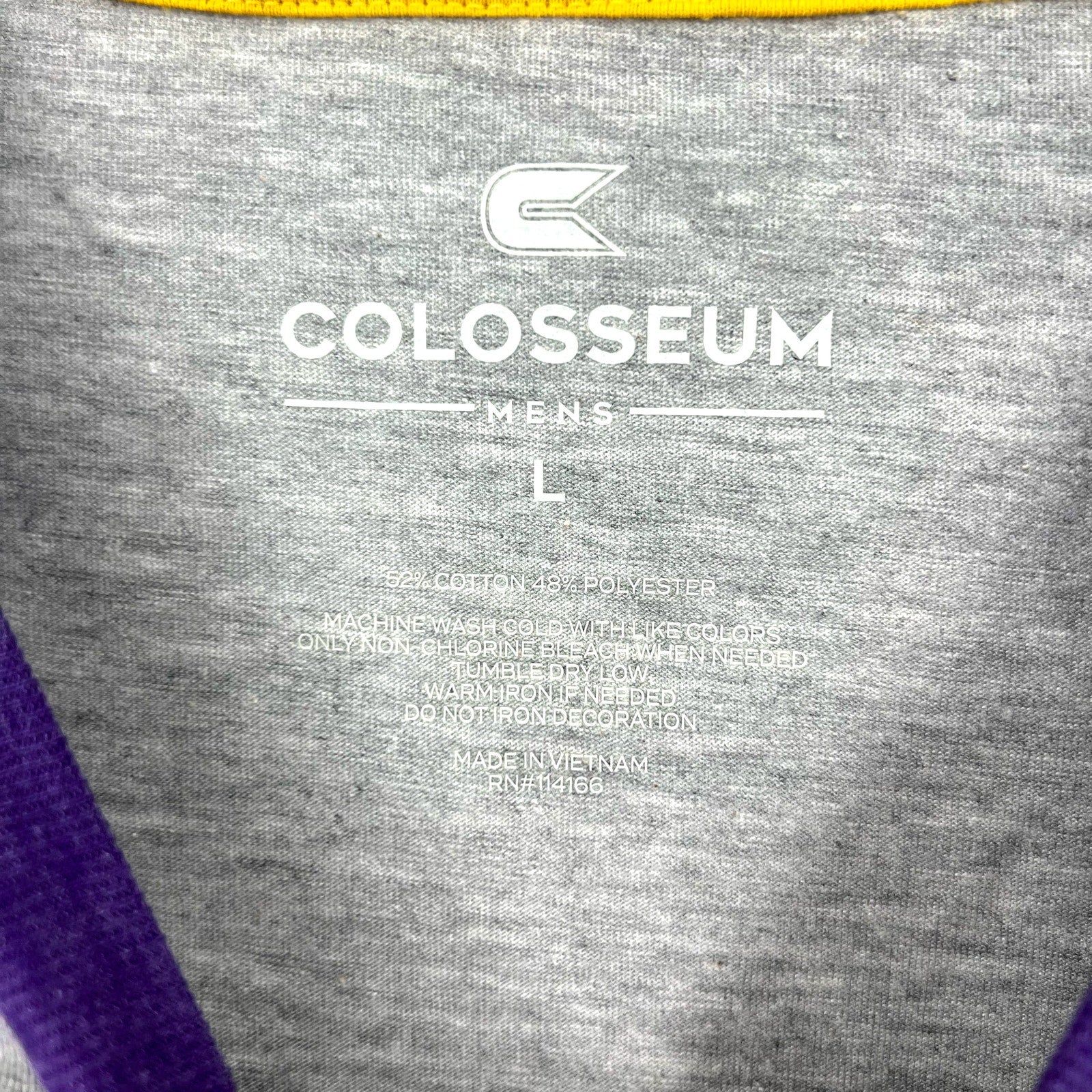 COLLOSEUM Mens East Carolina Pirates Baseball Tee Large Grey Purple NWT