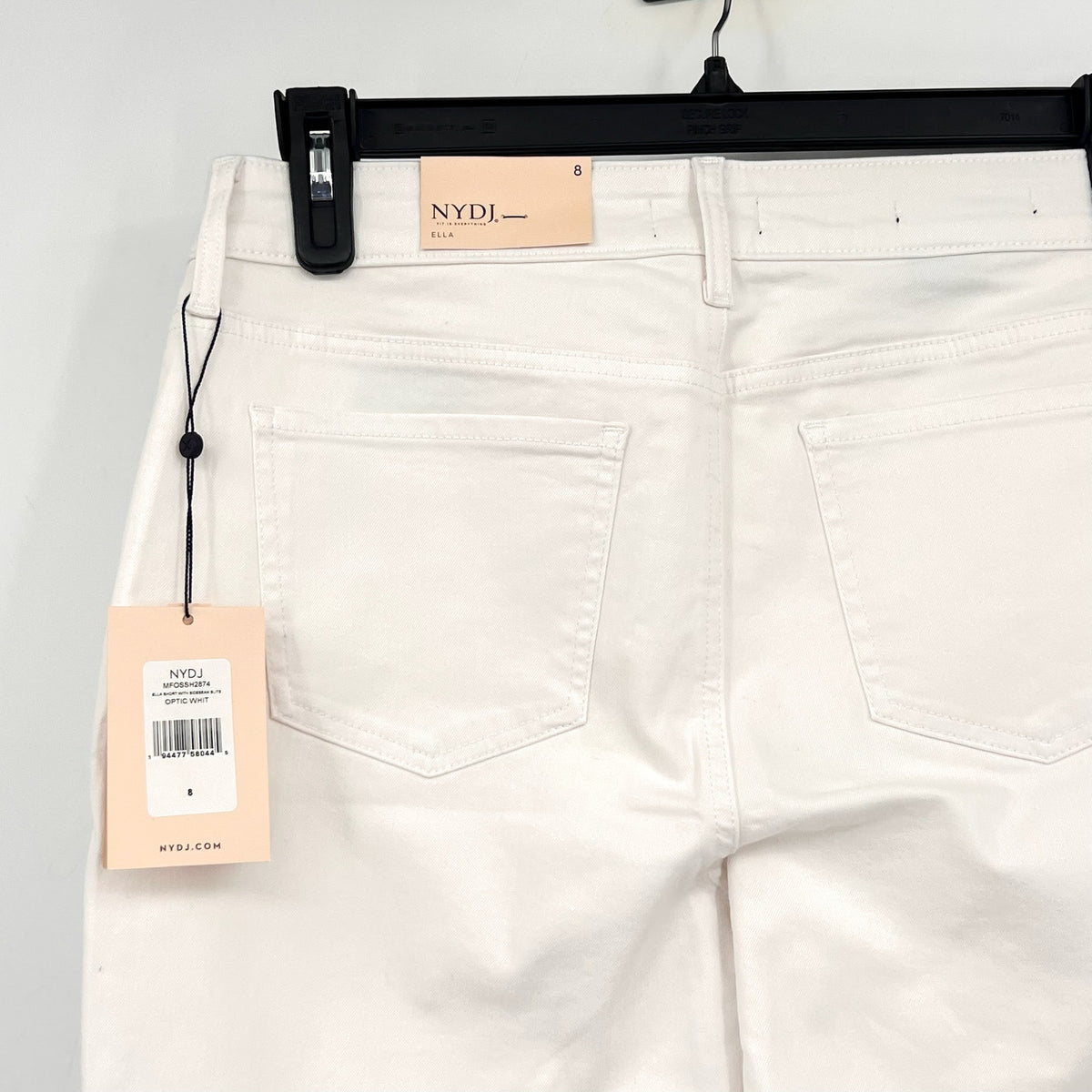 NYDJ Women's Ella Denim Shorts With Side Slits Size 8 Optic White Stretch NWT
