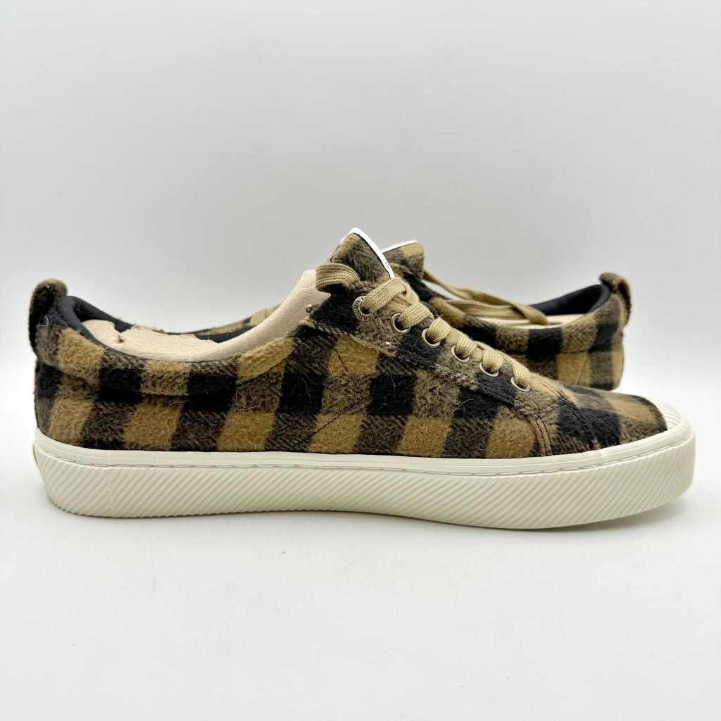 Cariuma Mens OCA Low Sneakers US 11 EU 44 Brown Plaid Organic Cotton NIB