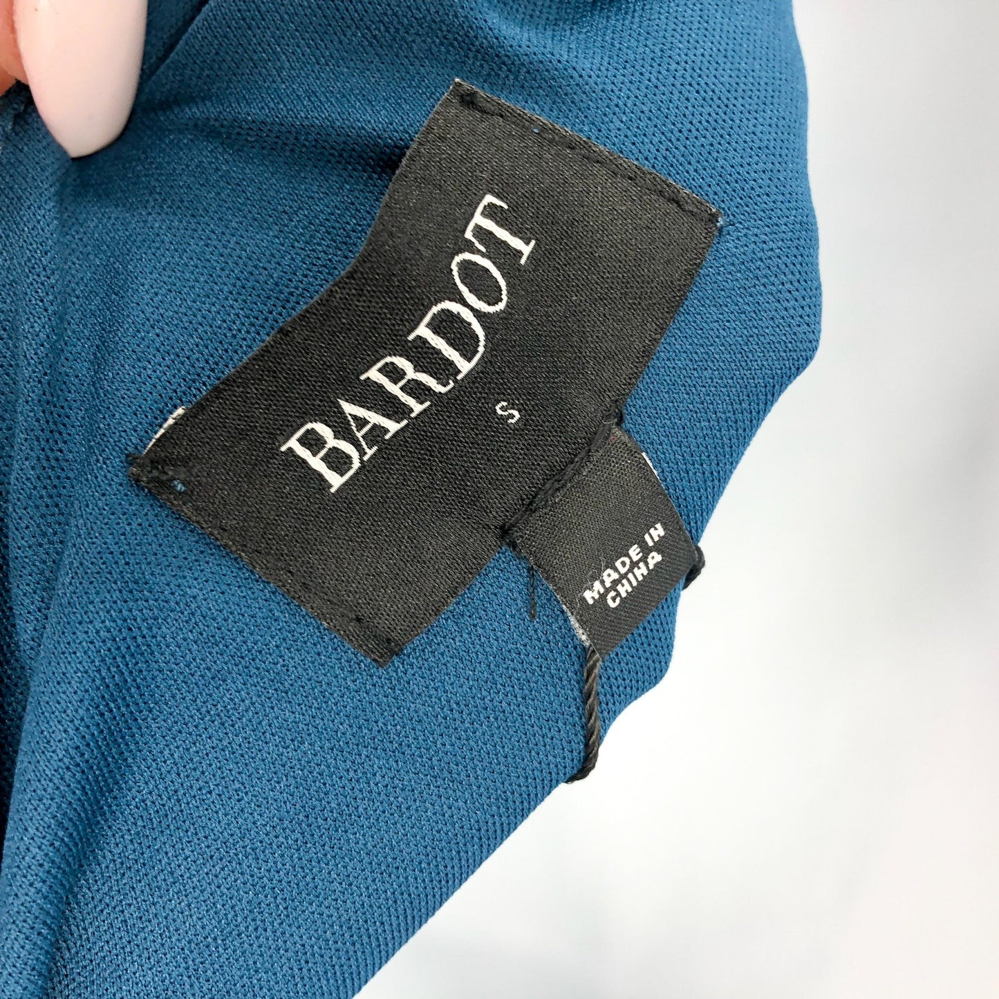 BARDOT Women's Crinkle One Shoulder Long Dress US 4 Teal Blue Long Sleeve NWT