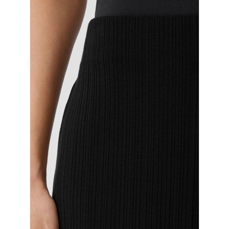 EILEEN FISHER Women's Rib Knit Wide Leg Pants Medium Black Textured NWT