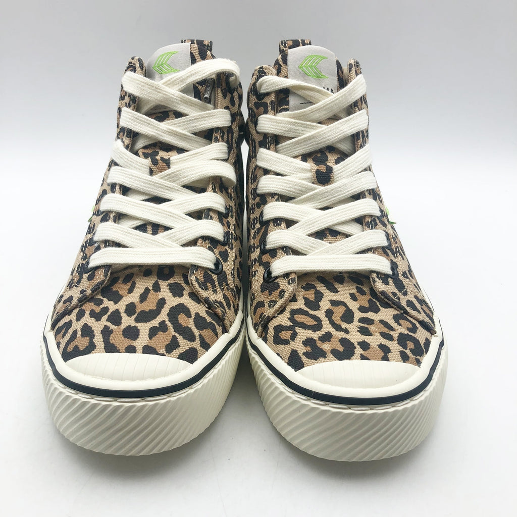 Cariuma Women's OCA High Stripe Sneaker Size 8.5 Tan Brown Leopard Canvas NIB