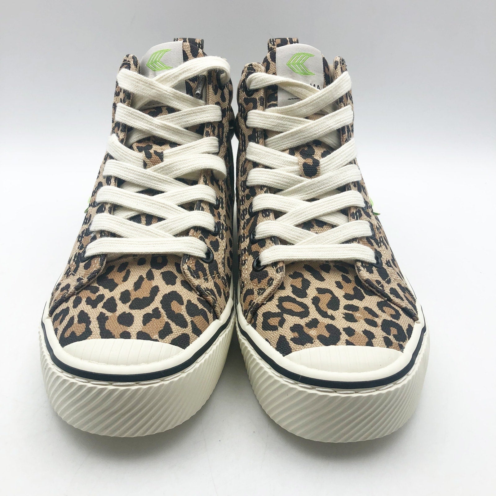 Cariuma Women's OCA High Stripe Sneaker Size 8.5 Tan Brown Leopard Canvas NIB