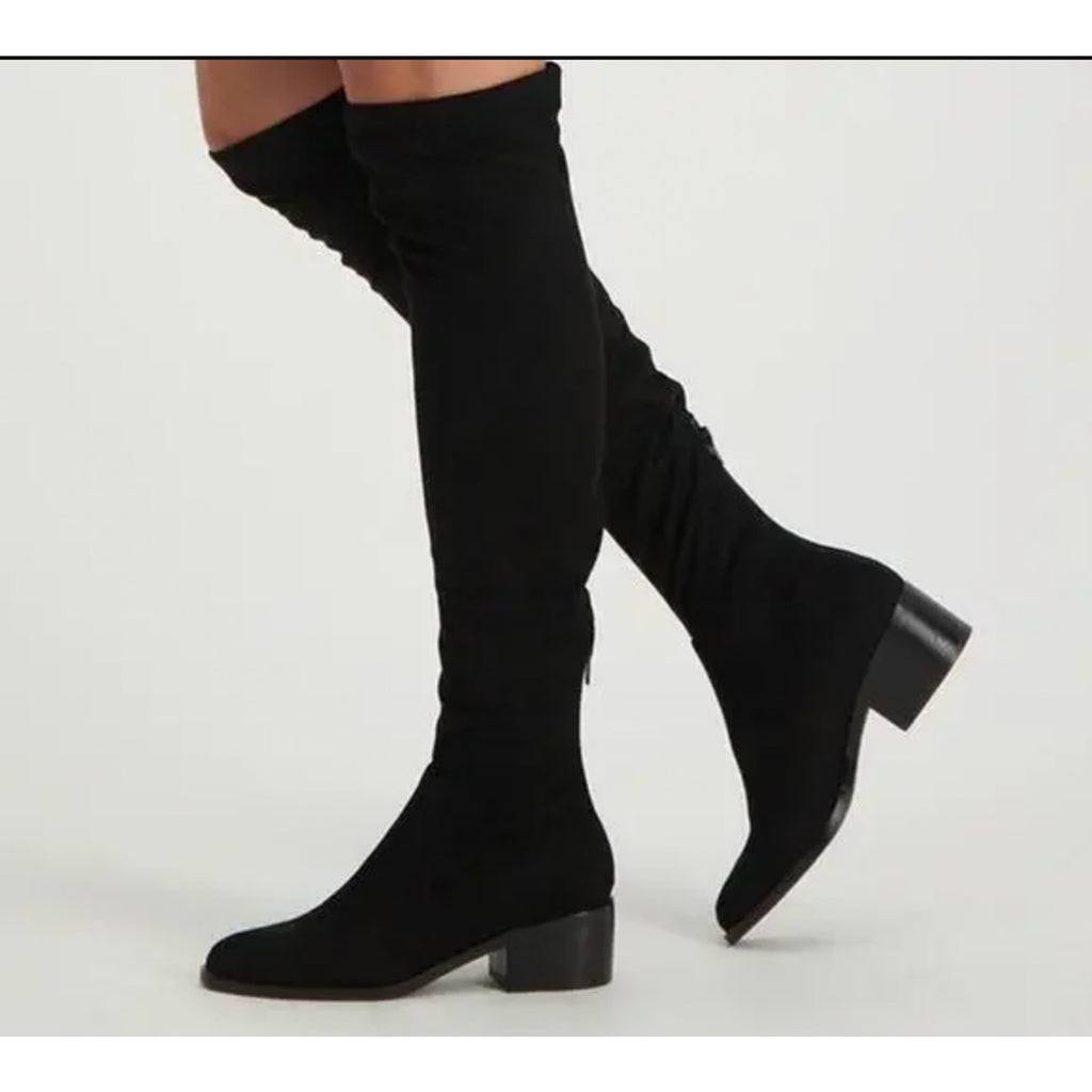 Steve Madden Women's Georgette Over the Knee Boots Size 8 Black Pull On NIB