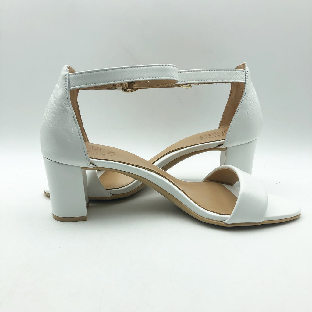 Naturalizer Womens Vera Sandals Size 6 Wide EU 36 White Block Heel NIB