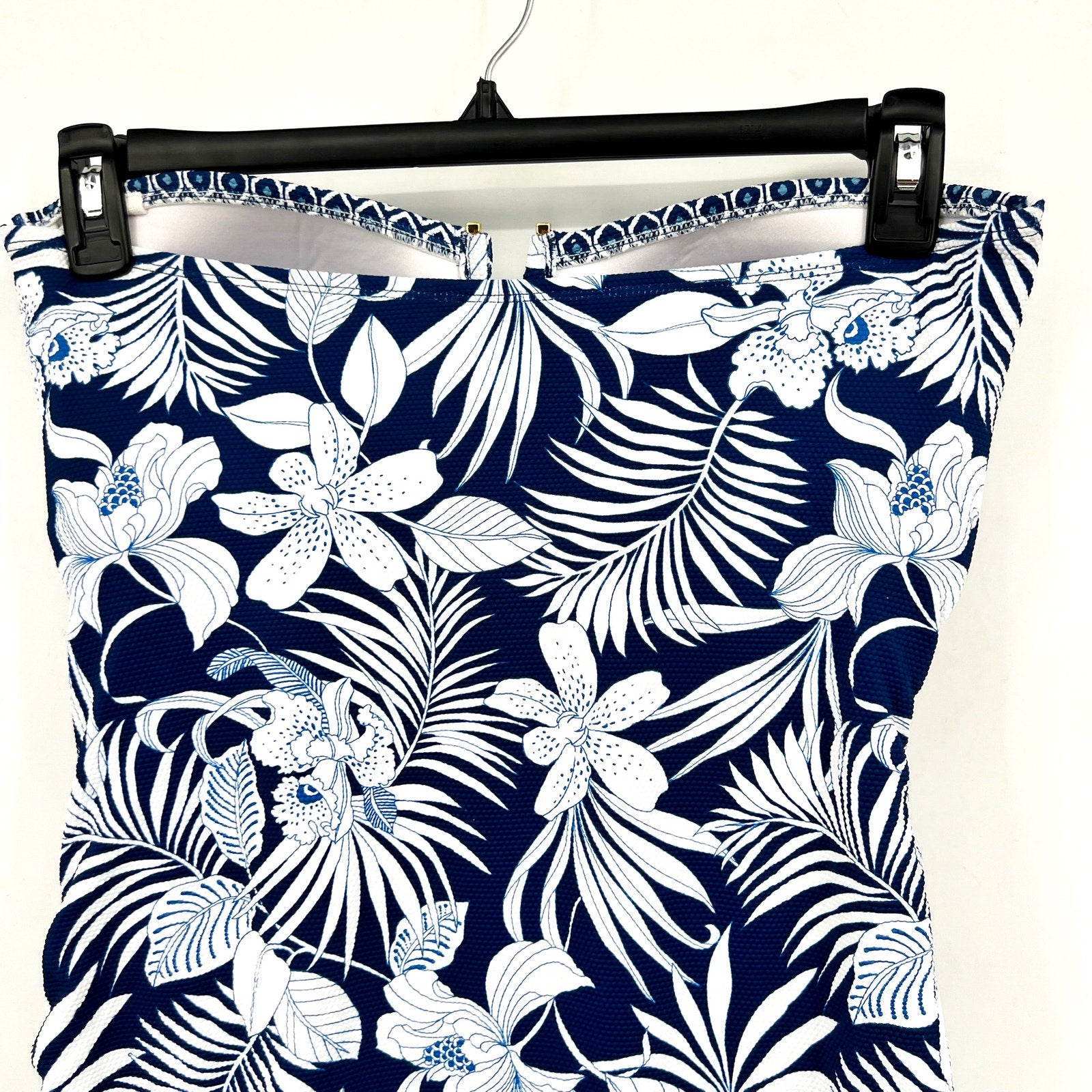 TOMMY BAHAMA Island Cays Bandeau One-Piece Swimsuit Size 14 Blue Blooms NWT